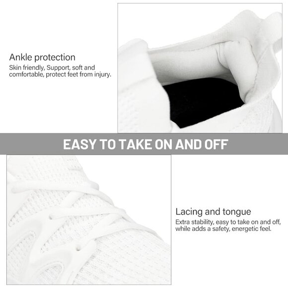 Women's A-White Lightweight Walking Workout Tennis Gym Non Slip Sneakers Shoes - Picture 5 of 5